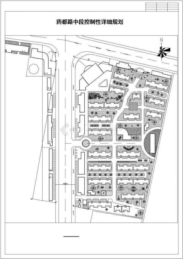 某小区（含住宅、地下停车场、服务中心等）详细规划总平面图-图一