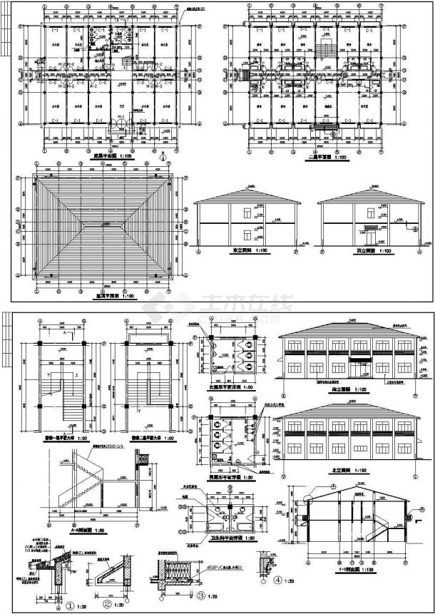 办公楼设计_北方小办公楼建筑CAD施工设计图-图一