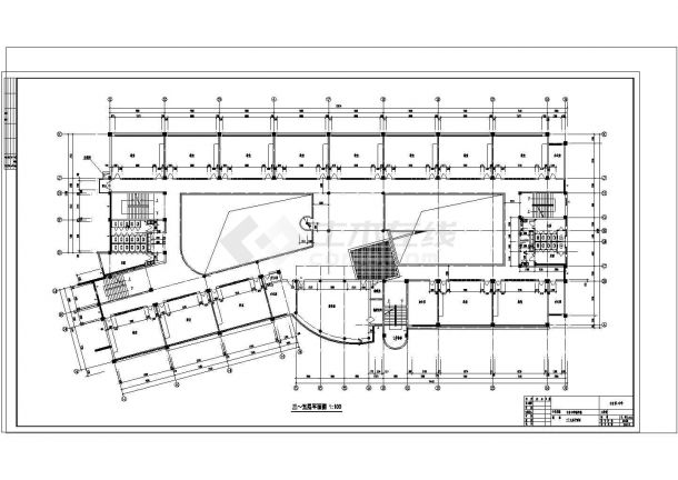 某六层框架结构中学教学楼设计cad建筑施工图（标注详细，14张图）-图二