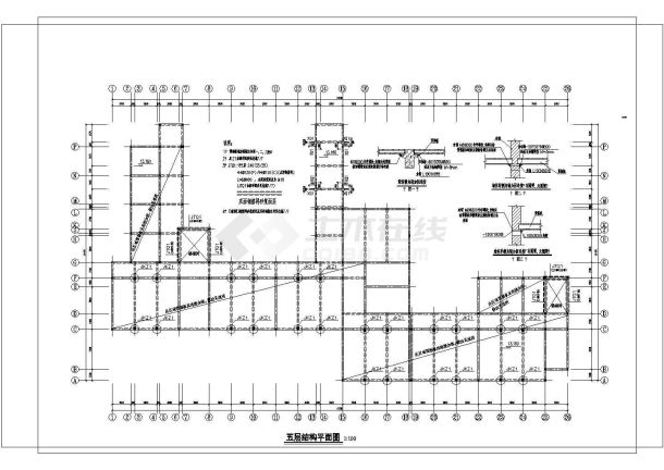 五层砖混教学楼加固改造施工图-图二