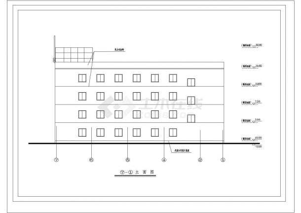某砖混结构四层学校教学楼建筑方案图（高19米）-图二