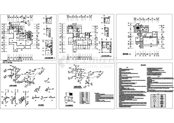 某2层独立别墅建筑给排水施工CAD图纸-图一