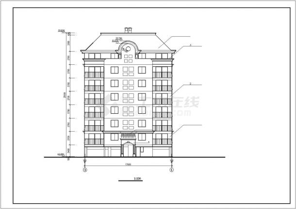 【最新】某8层复式住宅楼建筑设计CAD图纸-图二