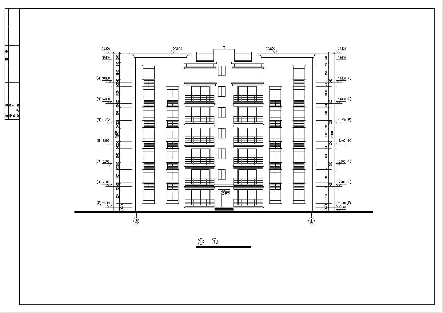 【最新】某七层复式住宅楼建筑设计CAD图纸