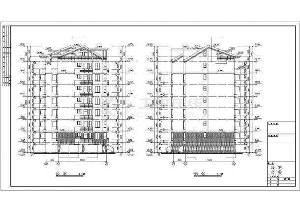 【最新】某城市小区七层阁楼住宅建筑设计CAD图纸-图二