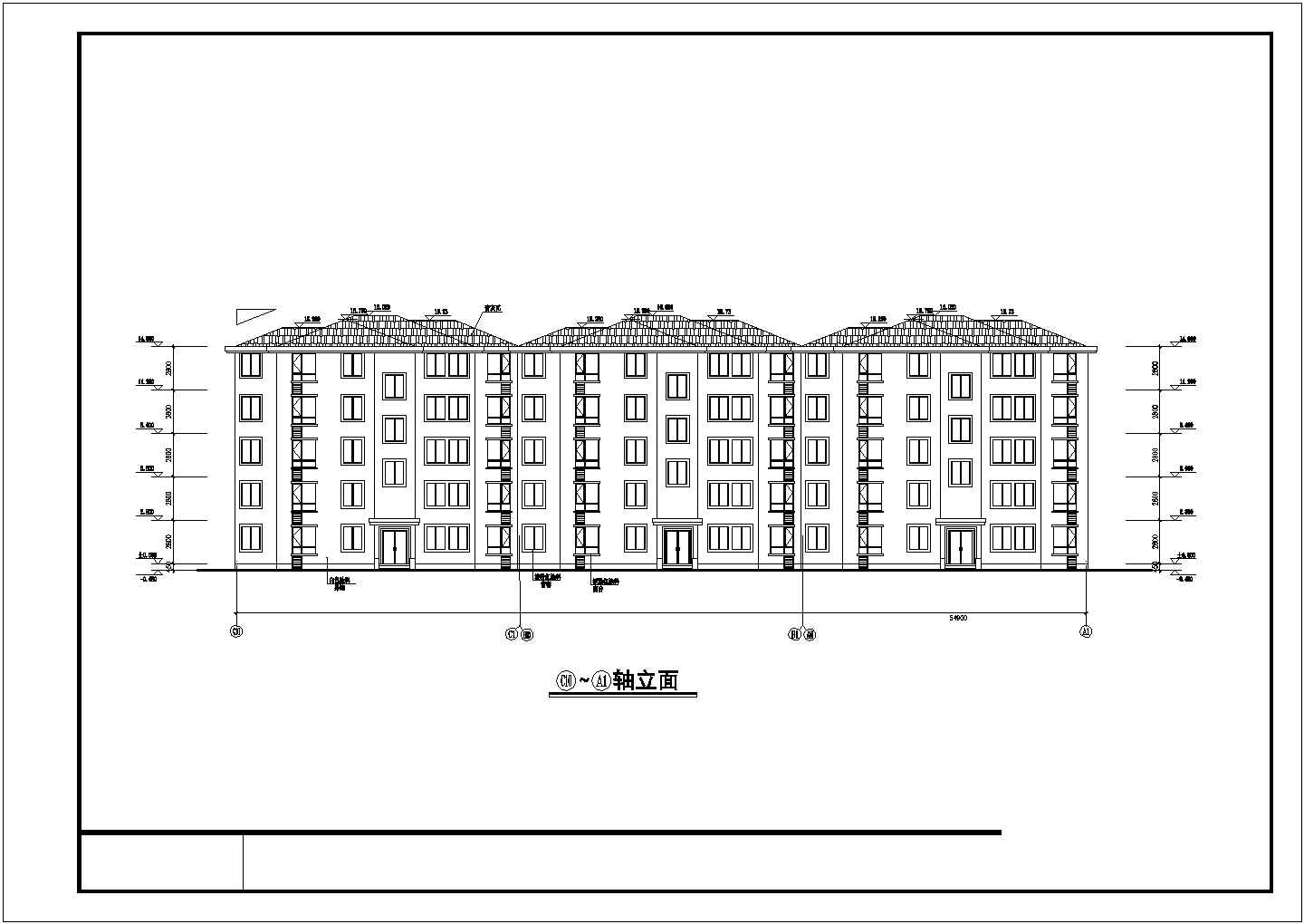 【最新】某五层住宅建筑设计CAD图纸