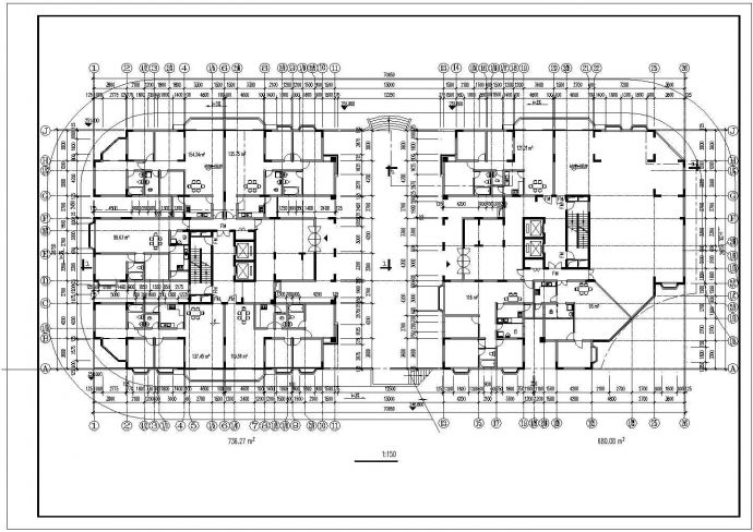 【最新】某小区高层双塔式住宅建筑设计CAD图纸_图1