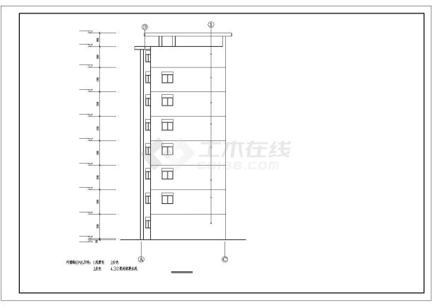 【最新】某教师宿舍楼建筑设计CAD图纸-图二