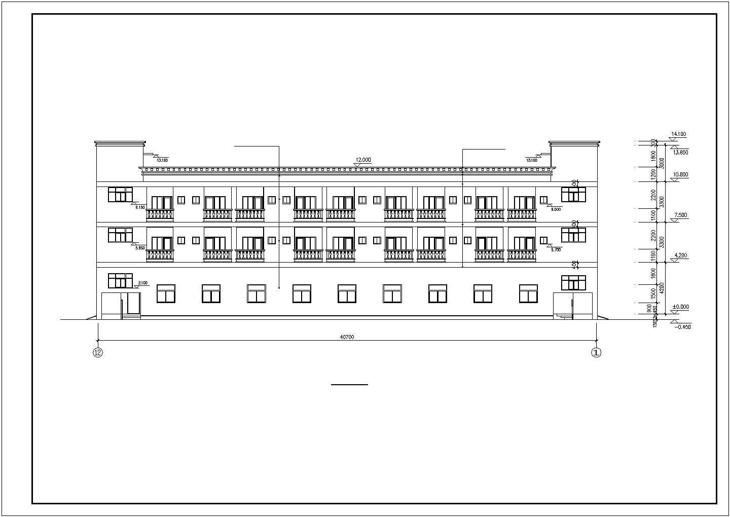 【最新】某3层办公宿舍楼建筑设计CAD图纸