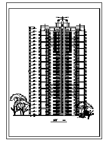 二十六层住宅楼建筑施工cad图(含三套户型设计，共七张)-图一