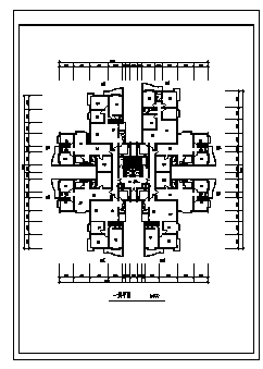 二十六层住宅楼建筑施工cad图(含三套户型设计，共七张)-图二