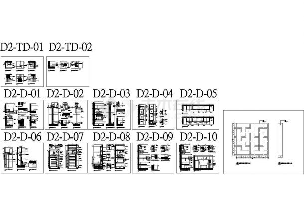 [杭州]现代四居样板房D2型施工图-图一