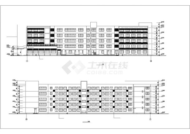 杭州市某中学3900平米五层框架结构教学楼建筑设计CAD图纸-图一