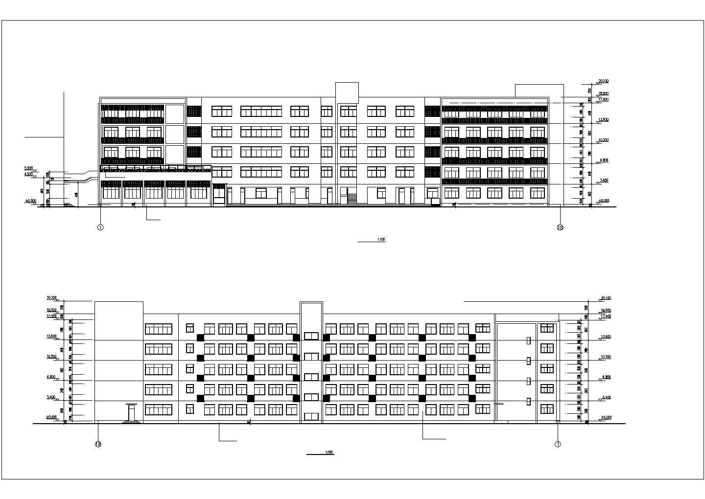 杭州市某中学3900平米五层框架结构教学楼建筑设计CAD图纸