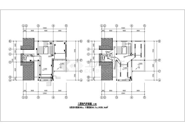 某大学食堂3层砖混结构辅助用房砌体电气设计CAD图纸-图一