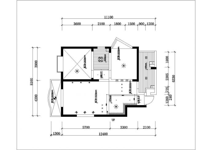 长沙市绿岸花园小区110平米户型全套装修施工设计CAD图纸_图1