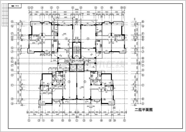 某小区12号住宅楼CAD建筑全套施工图-图二