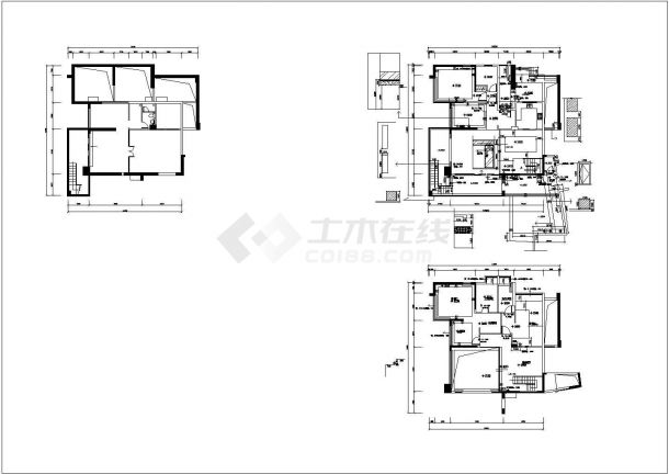 某二层带地下层框架结构别墅现代风格室内装修设计cad全套施工图（标注详细）-图二
