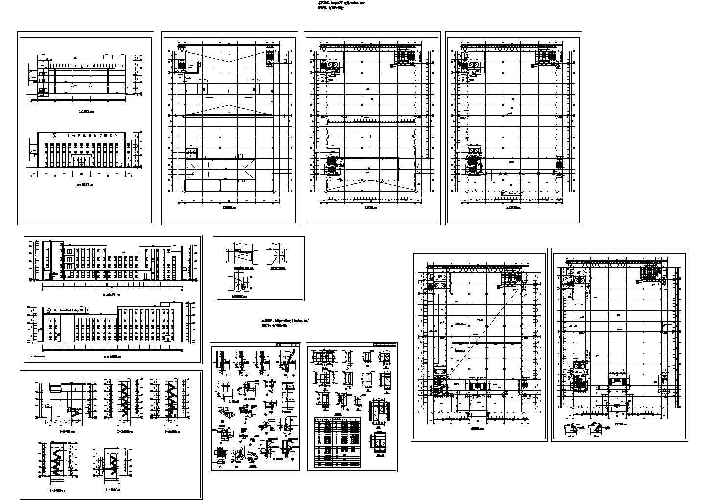 厂房设计_4+1夹层大型厂房建筑施工设计cad图【平立剖 节点详图】