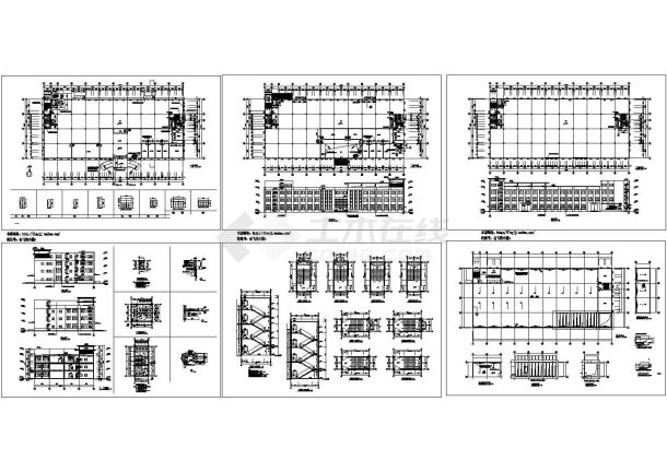 3层工厂建筑施工设计图【平立剖 楼梯 门窗 卫详】-图一