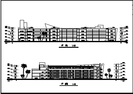 四层小学教学综合楼建筑设计cad图，共六张-图一