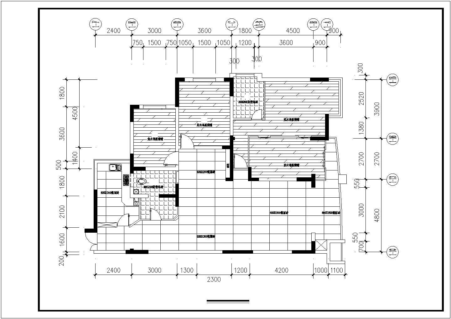 长春市安馨家园小区经典的样板房装修施工设计CAD图纸