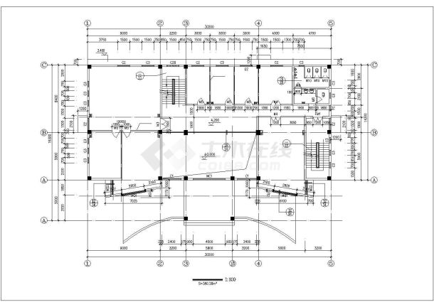 [广东]3框架结构办公楼建筑工程预算书(广联达软件实例图纸)-图一