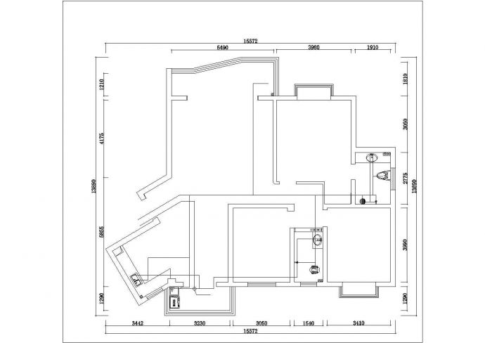武汉市汉阳花园小区三房户型全套装修施工设计CAD图纸_图1