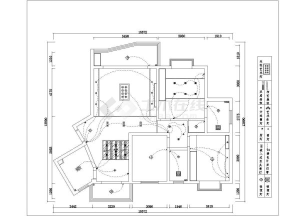 武汉市汉阳花园小区三房户型全套装修施工设计CAD图纸-图二