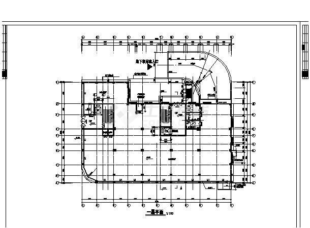 某框架农机公司办公大楼建筑设计cad图纸-图二