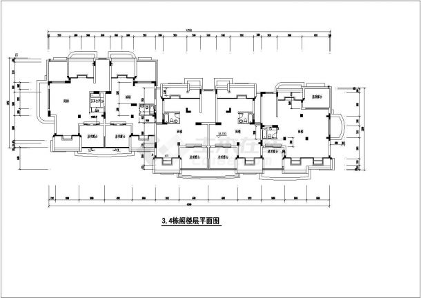 京润国际花园小区几栋楼全套建筑施工设计方案图(含标准层平面图)-图二