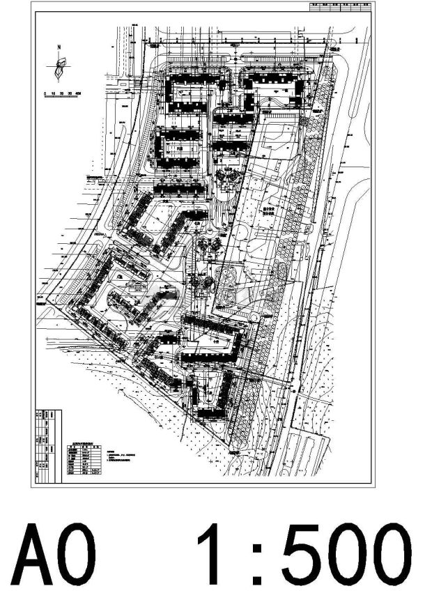 多层小区总用地7.85Ha规划总平面图cad施工图设计-图一