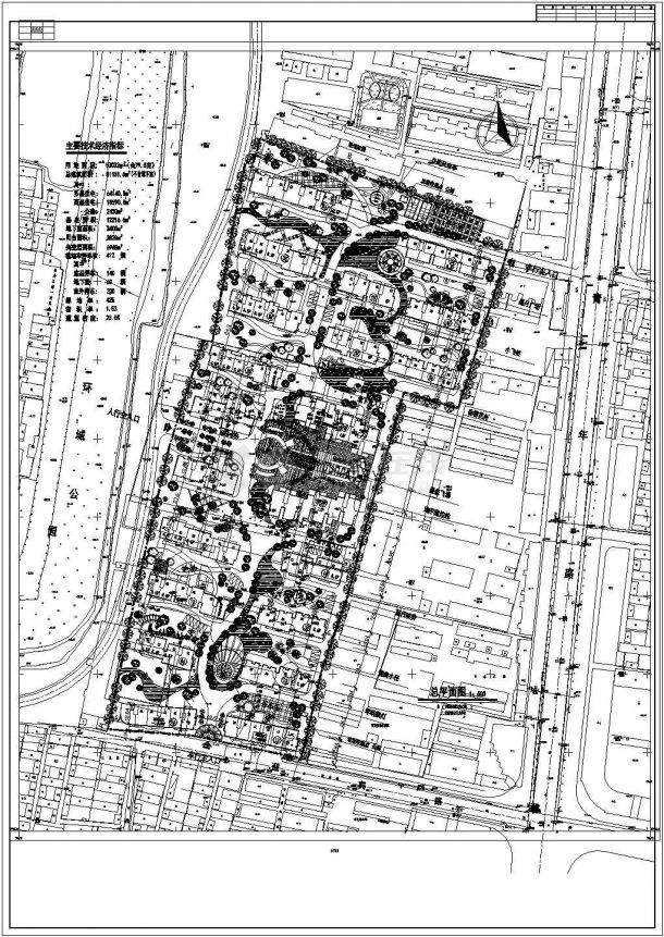 多层小区用地53032平米规划总平面CAD图-图一