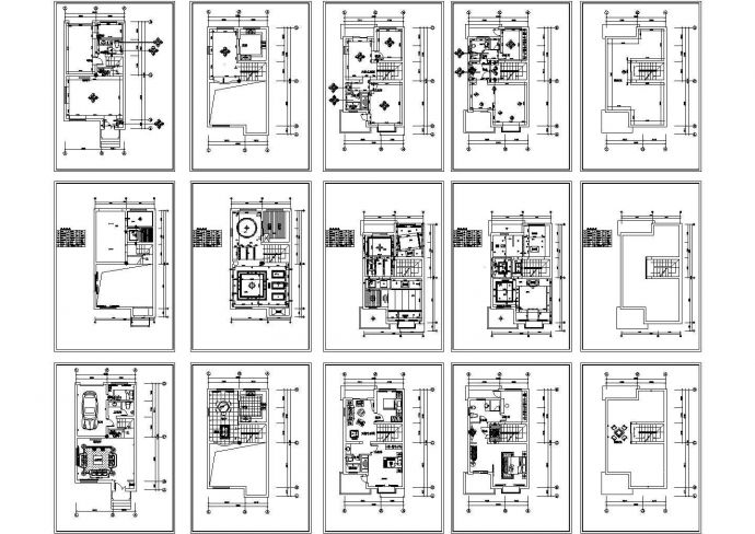 无锡3层高级别墅装修设计建筑施工cad图纸，共十五张_图1