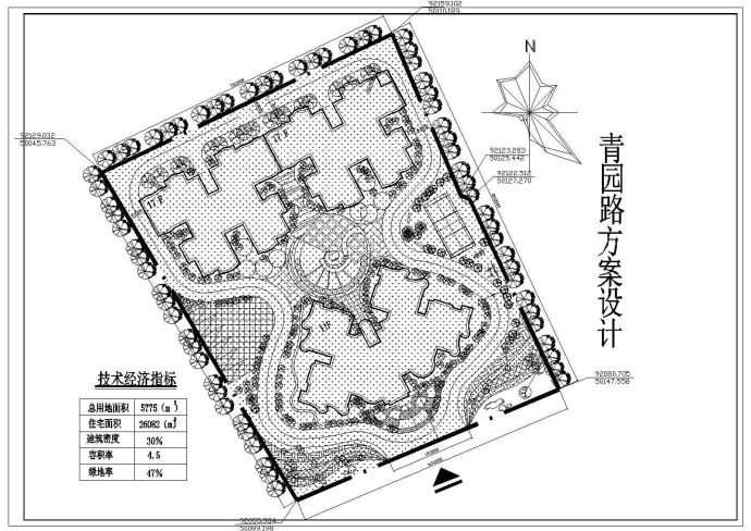 总用地5775平米住宅小区规划总平面设计方案cad施工图设计_图1