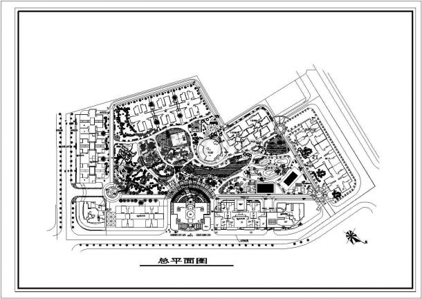 高层小区总平面设计CAD图-图一