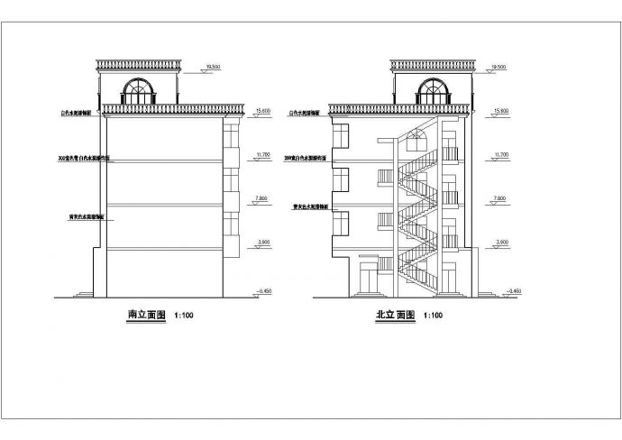 上海某教会1200平米五层框架结构教堂建筑设计CAD图纸_图1