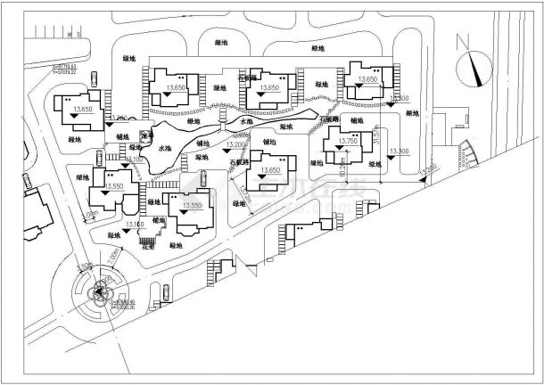 花园小区总平面CAD图-图一