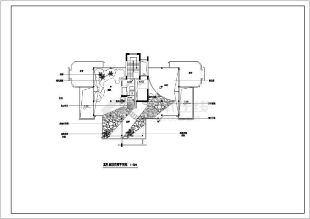 某剪力墙结构高层住宅楼屋顶花园设计cad平面方案图（标注详细）-图一