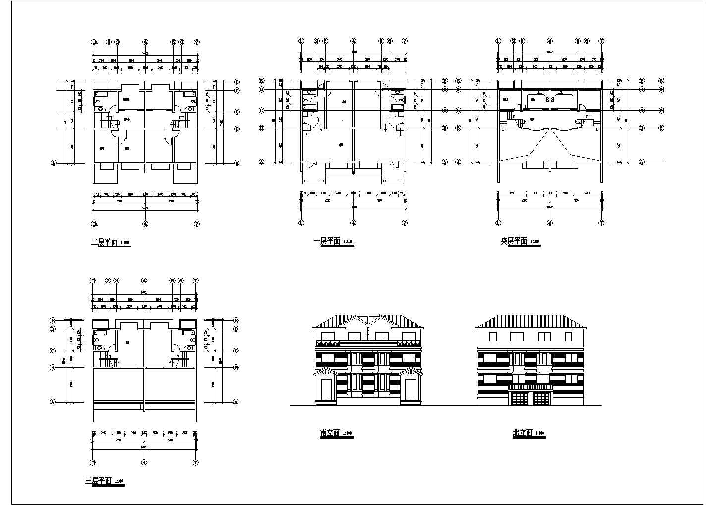 精选十五套别墅（现代风格）cad建筑施工图纸