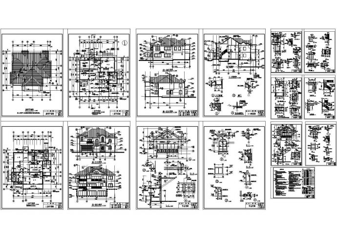 精选十五套别墅（欧式风格）建筑施工Cad设计图_图1