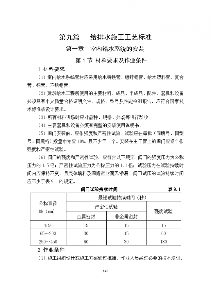 建筑工程给排水施工工艺标准-图一