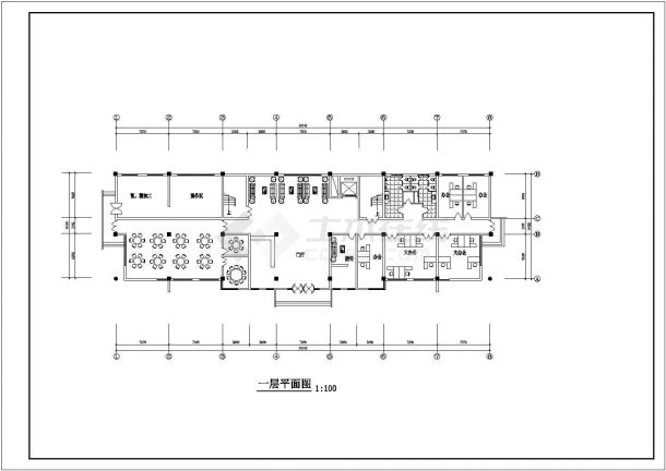 广州市某商业广场6层框架结构办公楼建筑设计CAD图纸-图二