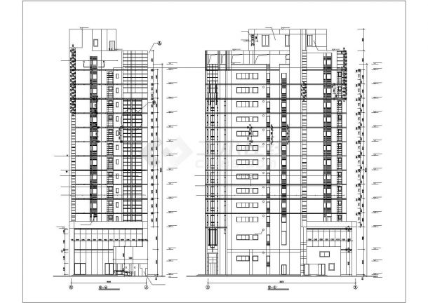 1.5万平米14层框架结构商业办公楼综合楼建筑设计CAD图纸-图一
