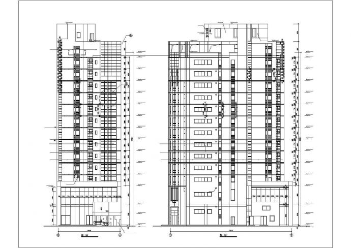 1.5万平米14层框架结构商业办公楼综合楼建筑设计CAD图纸_图1