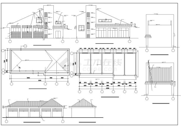 阜阳市某村镇1600平米3层框架结构居委会办公楼建筑设计CAD图纸-图二