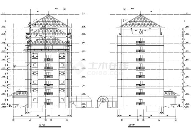 苏州市某市政单位6100平米7层框架结构办公楼建筑设计CAD图纸-图一