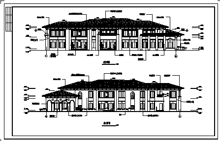 二层欧式精品幼儿园建筑设计cad图，共六张-图一