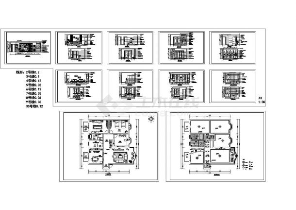 经典住宅装修施工CAD图纸-图一