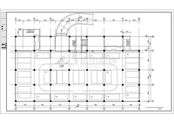 某个板式小高层建筑CAD基础平面布置参考图-图一